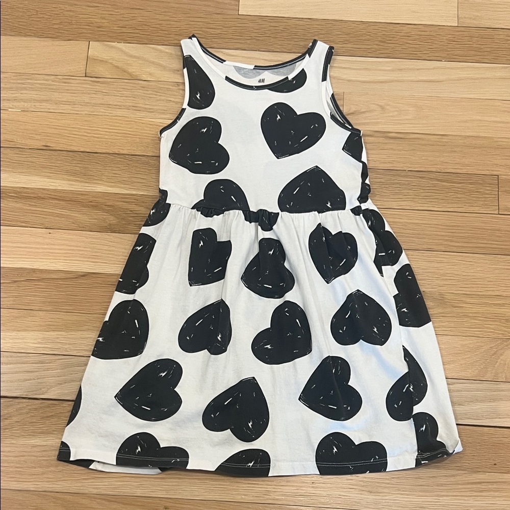H&M Black and White Heart Print Kids Casual Dress